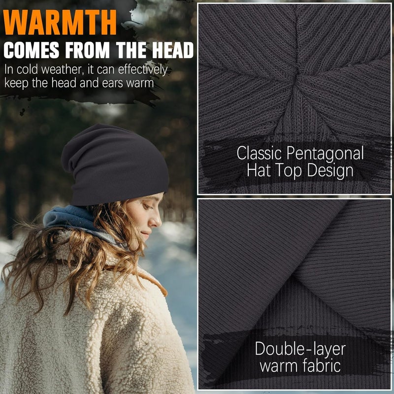 YANIKY Slouchy Beanie for Women, Mens Soft Cotton Beanie Hat, Double Layer Windproof Skull Cap for All Seasons - Image 5